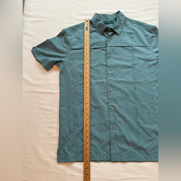 CUBAVERA Men’s Short Sleeve Guayabera Style Shirt Teal Blue Button Front Size S - Picture 9 of 13